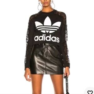 Stella Mccartney Adidas Lace Black Crew Neck Pullover Logo Sweater Size‎ S